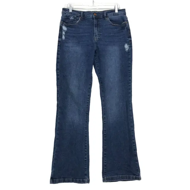 Kensie Jeans Tessa High Rise Bootcut Jeans Womens Sz 10/30 Distressed Blue Denim