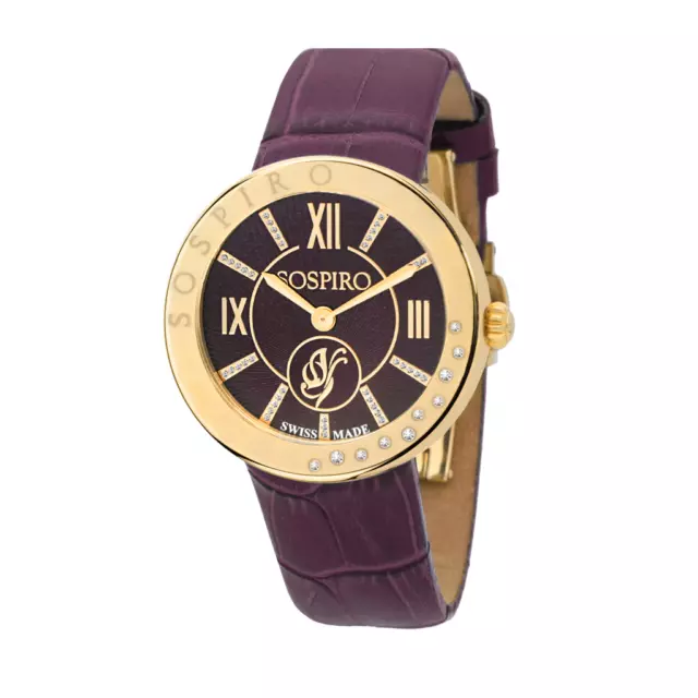 orologio da polso donna di lusso purple oro diamanti al quarzo pelle swiss made