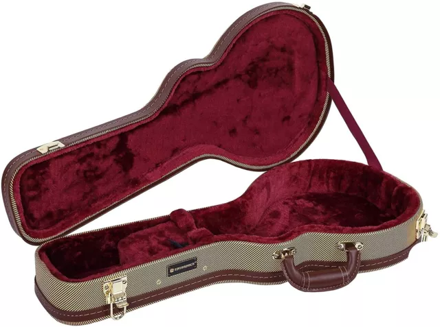 Crossrock F-style Mandolin Case, Heavy Duty F body Madolin Hard Case, Tweed