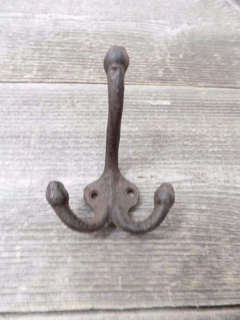 5 Rustic Coat Hooks Cast Iron Double Wall Hooks 3 1/2, Vintage Style 3
