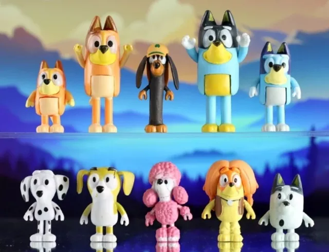 Bluey Serie Set 10 Personaggi Action Figure Famiglia E Amici Di Bluey