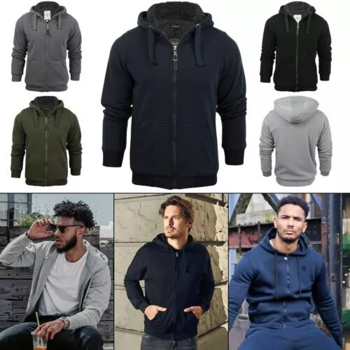 Da Uomo con Cappuccio Brave Soul Zip Sherpa Foderato Felpa Caldo