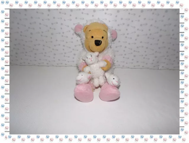 ♠  -  Peluche Winnie L'Ourson  Déguisé en Mouton Blanc Rose  Disney Nicotoy