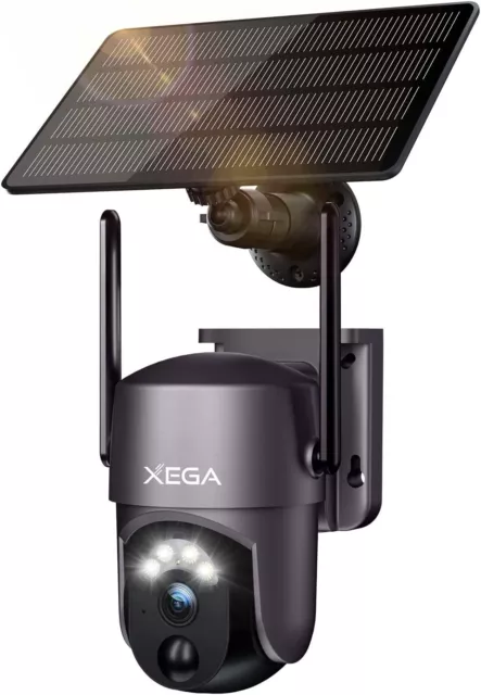 Xega Security Camera Wireless Outdoor 2K 360° Solar PTZ Camera with Spotlight