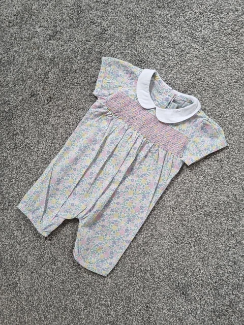 Baby Girls Jojo Maman Bebe Romper Outfit 3-6 Months Floral Collar smocked r