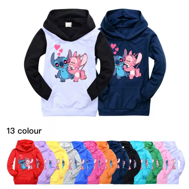 Lilo Stitch Kids Hoodie Hooded Long Sleeve Jumper Top Boys Girls Sweatshirt Gift