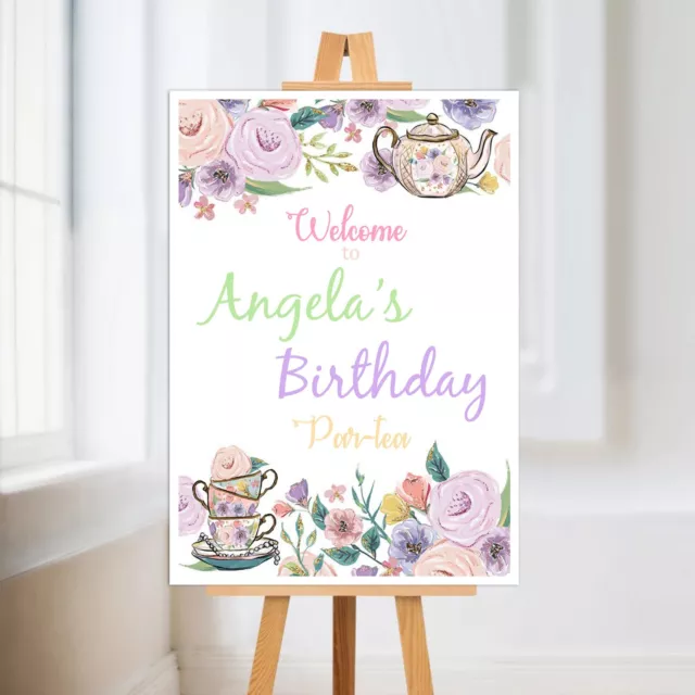 Personalised Girls Happy Birthday Welcome Sign  Party Poster Print