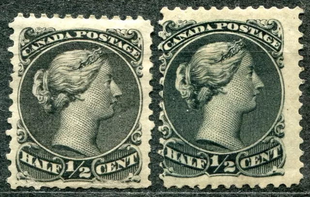 Canada 1868, SG 53 & 54, 1/2c Black & Grey Black, "Large Head", unused, CV £160