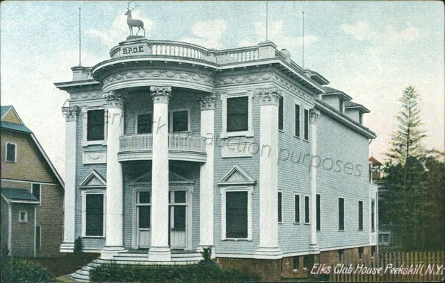 Peekskill, New York - Elks Club House, BPOE Home - Vintage NY Postcard