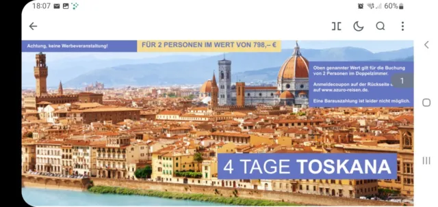 4 Tage Toskana für 2 Personen Im Wert von 798€