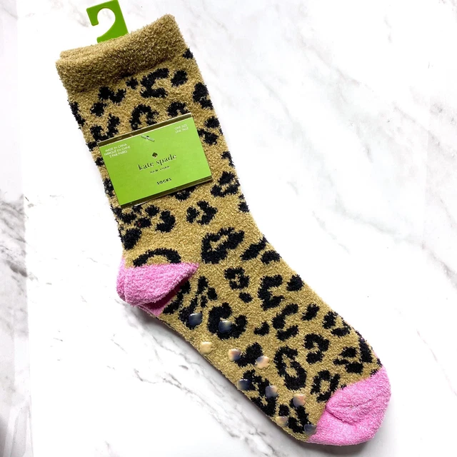 Kate Spade Pink Camel Animal Print Crew Soft Cozy Lounge Socks Women’s One Size
