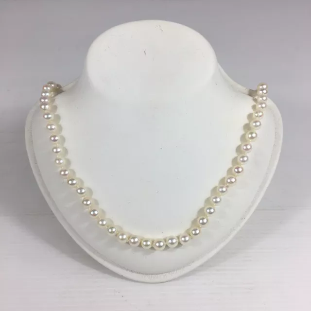 Vintage 9ct Yellow Gold Mounted Single Strand Pearl Necklace 6.40mm 50cm Long