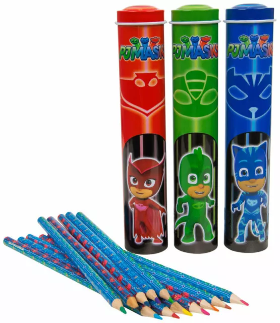 PJ MASKS - 3 x 12er Stifte Set / bunte Bleistifte in Blechdosen - Neu / OVP