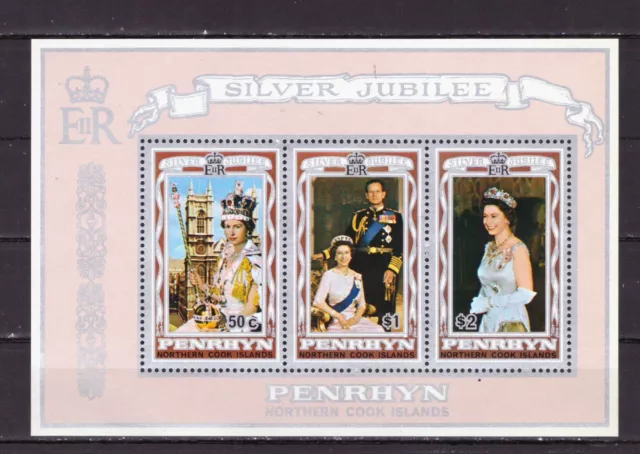 FRANCOBOLLI Stamps Colonie Inglesi Penrhyn 1977 Silver Jubilee Foglietto MNH* &