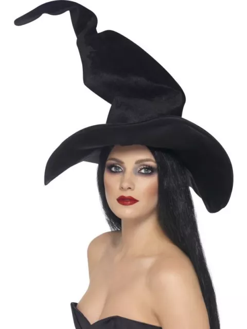 Adulto Halloween Bruja Aterrador Sombrero Negro Accesorio de Disfraz