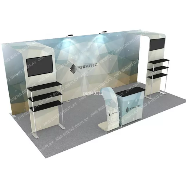 20ft Custom Portable Tension Fabric Trade Show Display Booth Set All Included