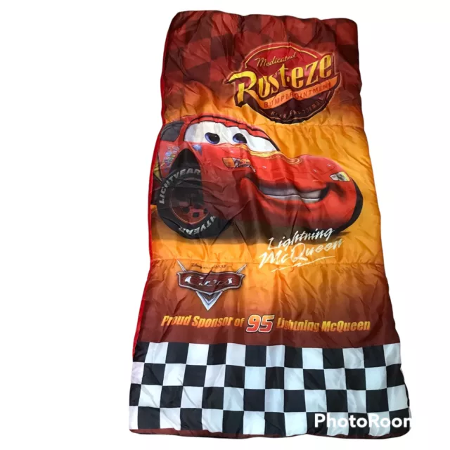 Vintage Kids Boys Playhut Disney Lightning Mc Queen Cars Sleeping Bag Blanket