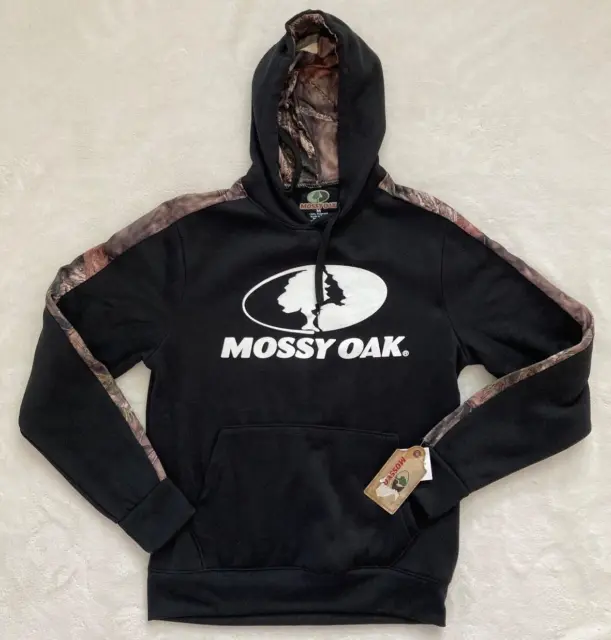 NWT Mossy Oak Black Hooded Sweatshirt Camo Trim - Men's Medium