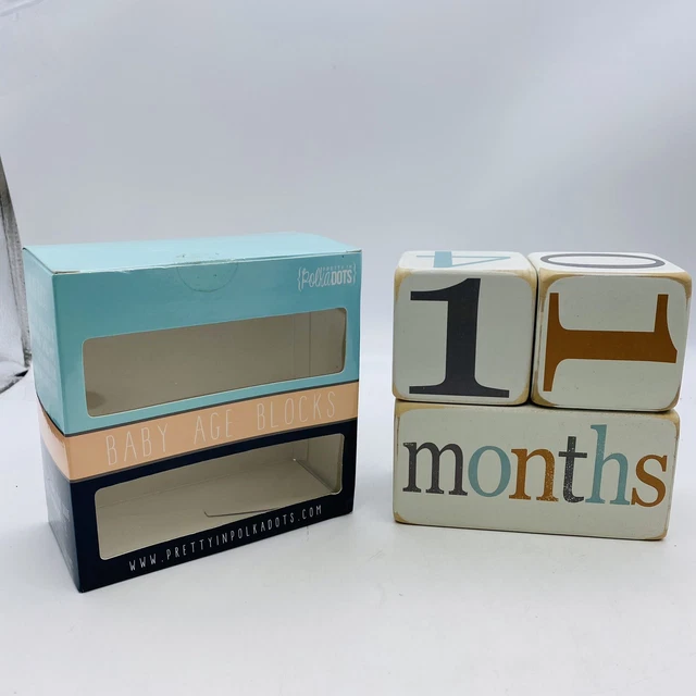 Milestone Photo Prop Age Blocks Pretty in Polka Dots Boho Weeks Months Years