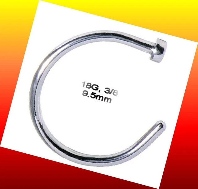 Clip on 18G 3/8 Nose Open Hoop Ring Lip Earring Navel Ring Piercing Gauge