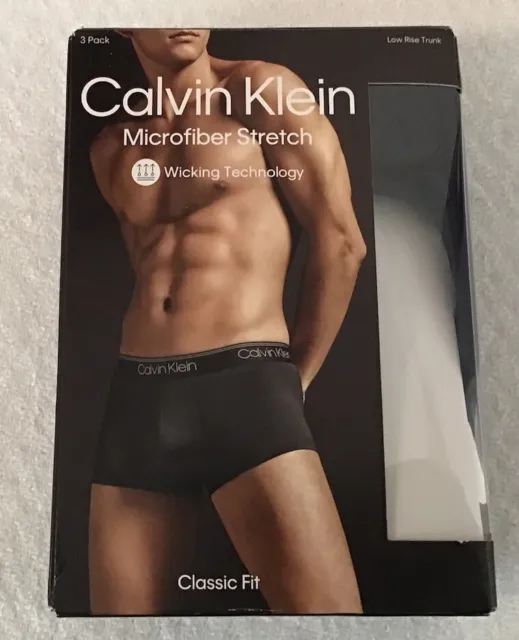 Calvin Klein Microfiber Stretch Three Pack Low Rise Trunk Classic Fit Men Large