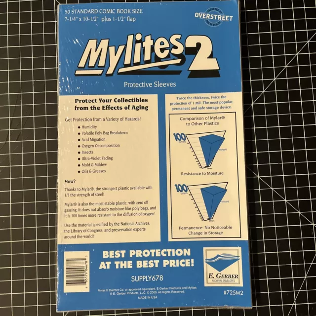 50 E. Gerber Mylites 2 Mil Mylar Standard Comic Book Sleeves 725M2