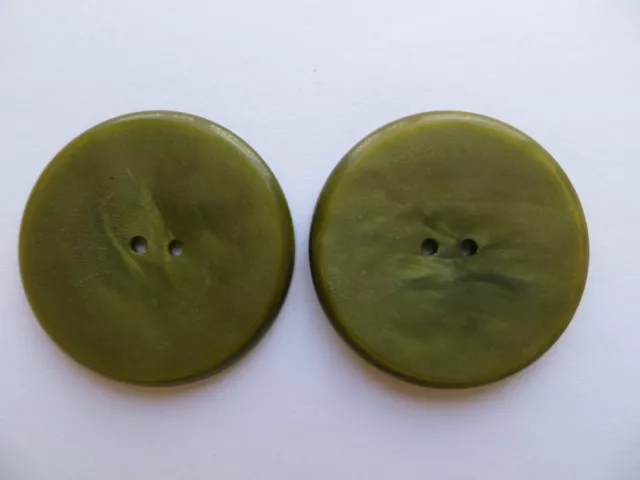 1950s Vintage Big Mottled 2-Hole Olive Green Coat Dress Replacement Buttons-34mm