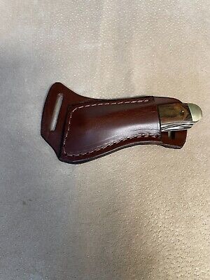 Custom USA Made Cross Draw Leather Sheath for 4" Trapper Knife (left hand)