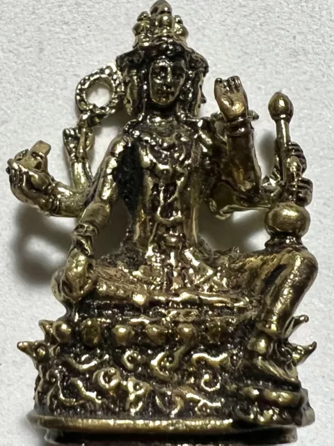 Phra Prom 4 Face Lp Rare Old Thai Buddha Amulet Pendant Magic Ancient Idol#2