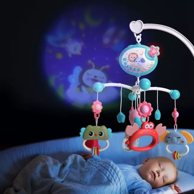 Baby Musical Crib Mobile Infant With Star Projection Nursery Hanging Lullaby Toy