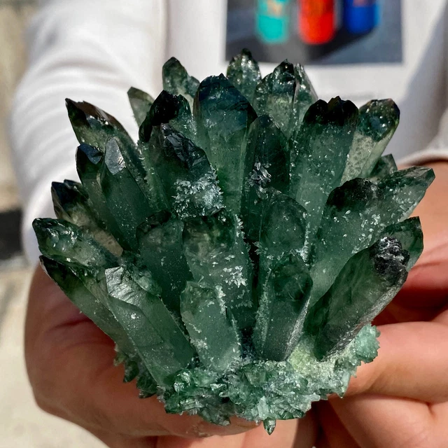 352G New Find Green Phantom Quartz Crystal Cluster Mineral Specimen Healing 16