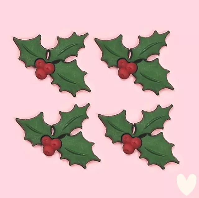 DRESS IT UP Embellishments Holly Sprigs Christmas 2473 - Flat Backed Red Berries