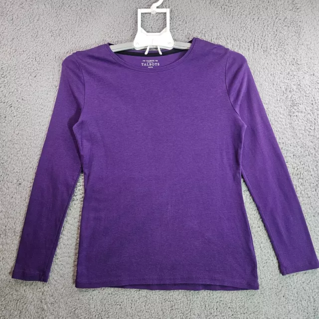 The Talbots Tee Top Womens Size SP Petite Long Sleeve 100% Pima Cotton Purple