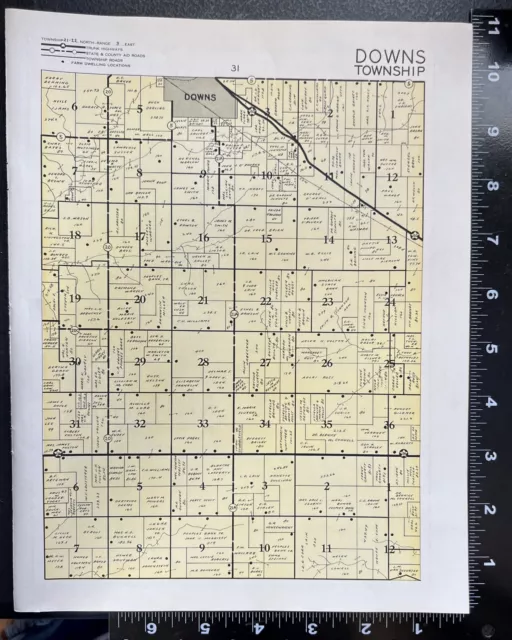 Plat Map Illinois 1957 Downs Township Advertisement McLean County IL