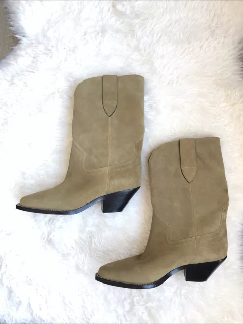 Isabel Marant Western Dahope Suede Boots Sz 38 Beige New