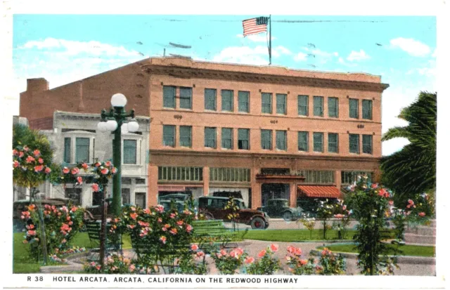 Hotel Arcata,Arcata,California On Redwood Hwy.vtg 1942 Postcard*B21