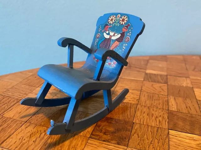 Schaukelstuhl blau Lundby  Puppenstube Puppenhaus 1:18 dollhouse rocking chair