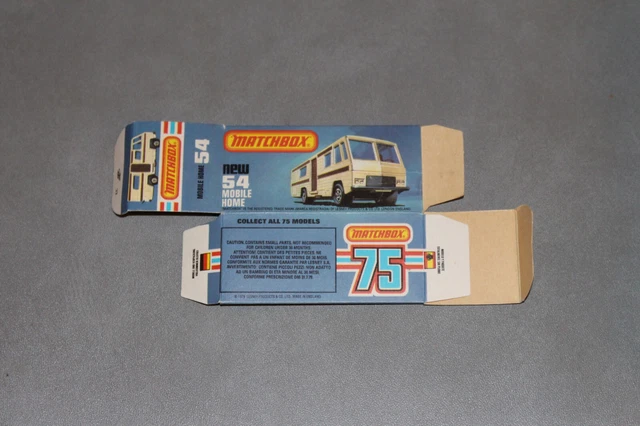 Matchbox Lesney Superfast Box Only ORIGINAL Near Mint #54 Mobile Home Warning