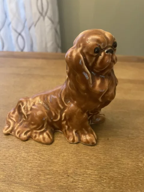 Vintage Ceramic Pekingese Dog Hand Painted Figurine