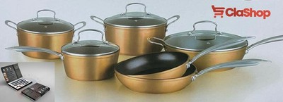 Batteria Pentole 10 Pezzi in Rame Kontessa Blumenthal induzione con coperchi Omaggio coltelli 