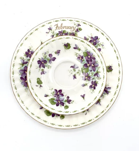 Royal Albert Flower of the Month February Violets Trio Set Plate & Saucer No Cup