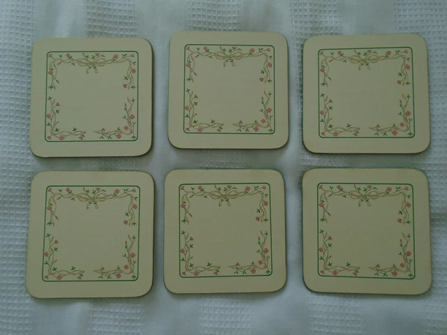 Set 6 Vintage Clover Leaf Eternal Beau Coasters or Drinks Mats 10.5cm x 10.5cm