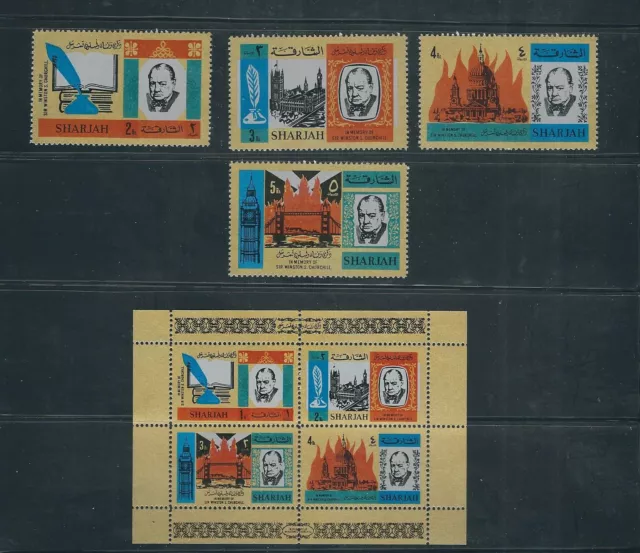 SHARJAH circa(60s) WINSTON CHURCHILL MEMORAL complete set and sheet VF MNH