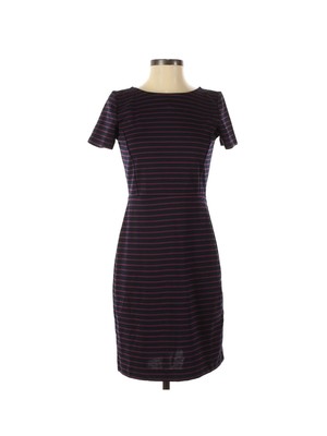 Banana Republic Womens Size 2 Short Sleeve Scoop Back Striped Sheath Dress $69