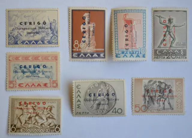 1941-1943? Stamp Greece WWII Italy Italian Occupation CERIGO Ionian Island Set