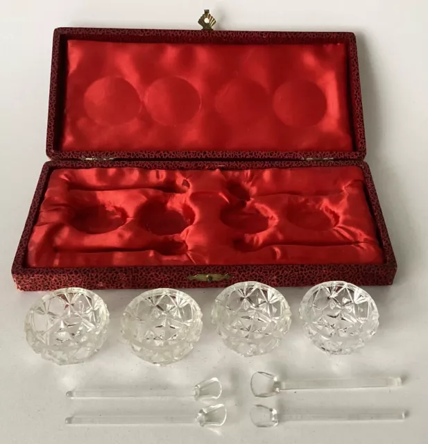 Antique Cased Set “Crystal Glass Salts & Spoons”