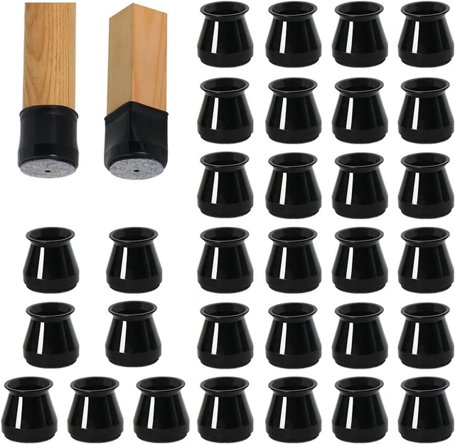 32Pezzi Gommini per Sedie Nero Silicone Tappi di Protezione per Gambe Della Sedi