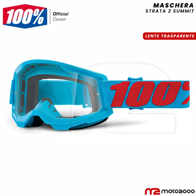 Maschera Mascherina Azzurra Rossa 100% Strata 2 Summit Lente Trasparente