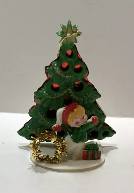 VINTAGE MINI DIORAMA Blow Mold Christmas Tree Scene Ornament 1960s $14. ...