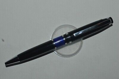 Premium Ballpoint Pen Brass Fittings Black Blue Chrome Accents Excellent Conditi